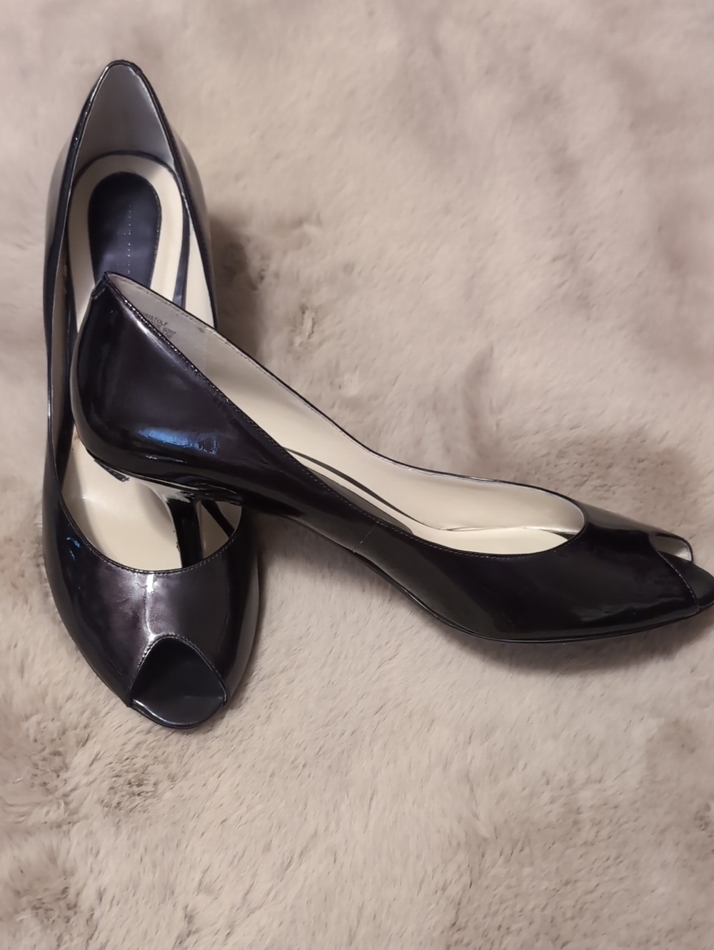 Women's Deep Purple Patent Peep-Toe Pumps - Classic Style